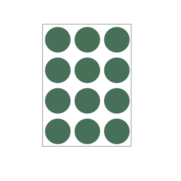 1-1/4" Color Coding Dots Dk Green - Sheet Form